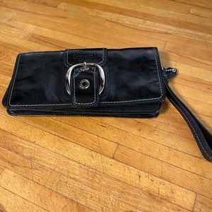 Coach black patent leather clutch/wristlet